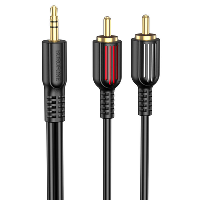 Кабель Aux Borofone BL11 3.5 to 2RCA 1.5м Black 66679