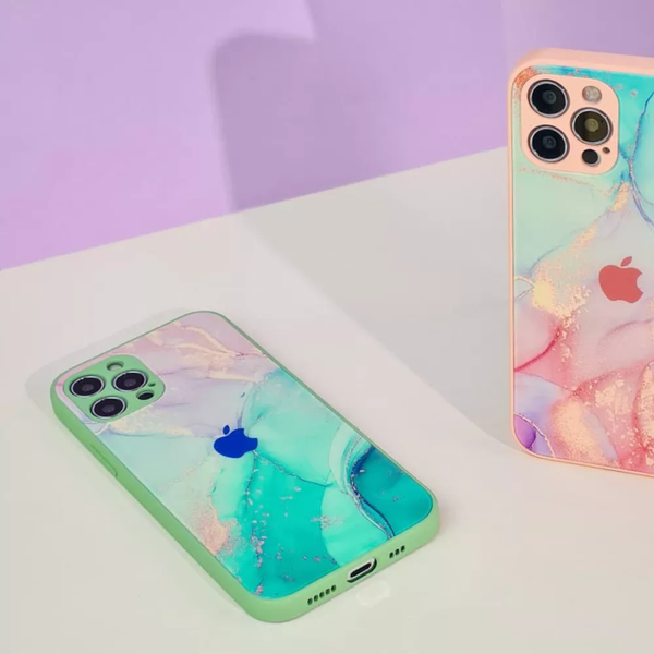 Чохол TPU+Glass Marble Clouds для Iphone 13 Dark green 61296