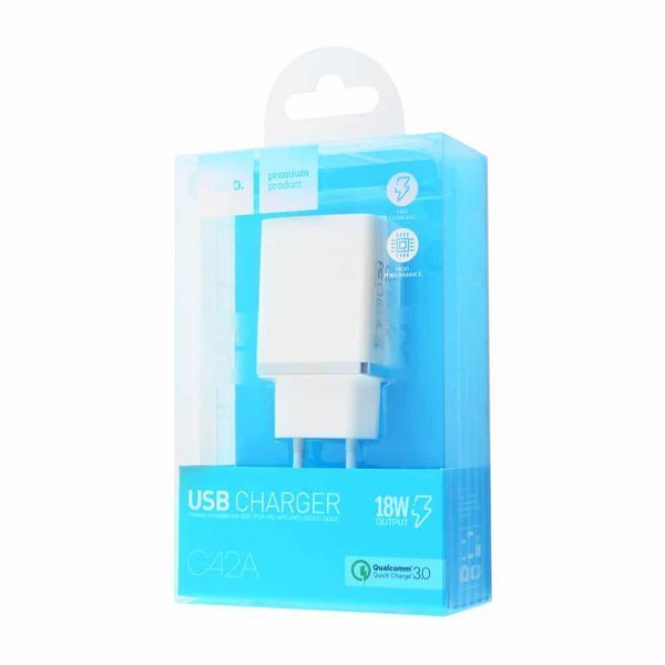 Сетевое зарядное устройство Hoco C42A Qualcomm Quick Charge 3.0 1 USB White 36907