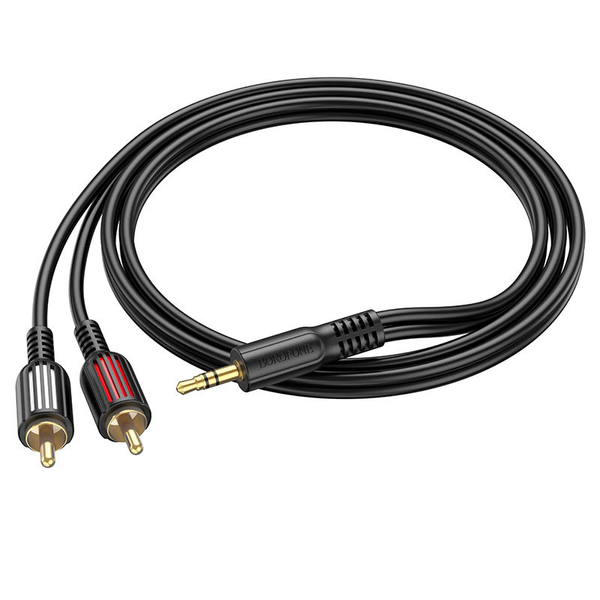 Кабель Aux Borofone BL11 3.5 to 2RCA 1.5м Black 66679