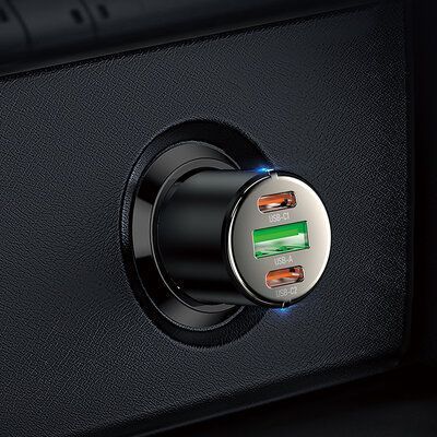 Автомобільний зарядний пристрій Hoco NZ6 PD45W 2Type-C+1USB Black 83618