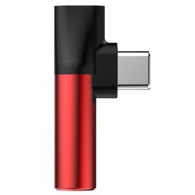 Перехідник AUX Baseus L41 Type-C to Type-C 3.5мм Red / black 42351