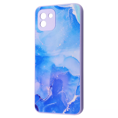 Чехол TPU+Glass Marble Clouds для Samsung Galaxy A03 Core Blue 61432