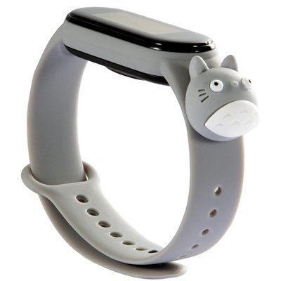 Ремешок Silicone Cartoon Face для Xiaomi Mi Band 5/6 Серый / Тоторо 52186