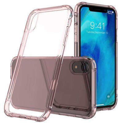 Протиударний чохол Stez для Iphone XR Прозорий / Рожевий 39891