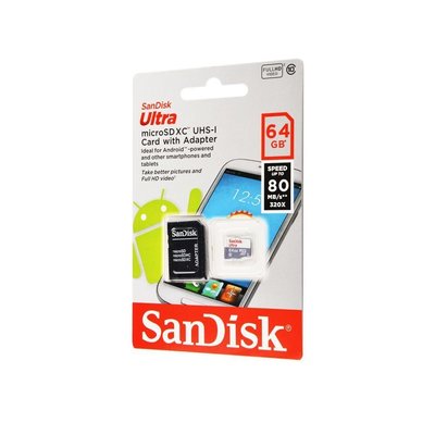 Карта памяти SanDisk MicroSD 64GB Class HC-I 10 Black / White 42902