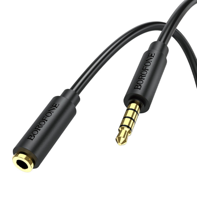 Кабель Удлинитель AUX 2 pin Borofone BL12 3.5 Audio Extension 1м Черный 66680
