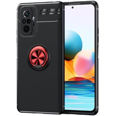 Чохол Din Color Magnet Ring для Xiaomi Redmi Note 10 Pro Чорний / Червоний 55208