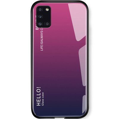 Чехол TPU+Glass Gradient HELLO для Samsung Galaxy A31 Малиновый 44137