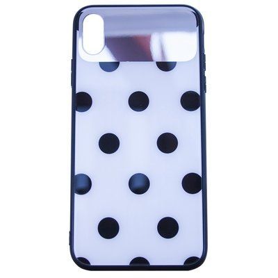 Чохол TPU+Glass MIRROR для Iphone XS Max Білий в горошок 34977