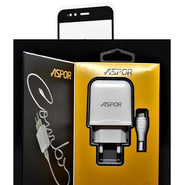 Мережевий зарядний пристрій Aspor A829 + кабель Lightning 2.4A 1м White 39671