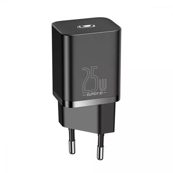 Сетевое зарядное устройство Baseus Super Silicone PD Charger 25W 1Type-C+кабель Type-C to Type-C 3A 1м Black 80266
