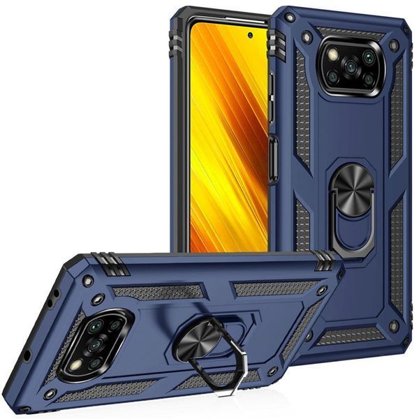 Противоударный чехол Serg Magnet Ring для Xiaomi Poco X3 NFC / Poco X3 Pro Темно-синий 53512