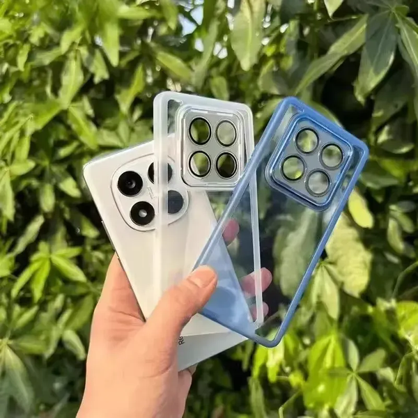 Чохол Stez із склом на камеру для Xiaomi Redmi Note 14 Pro 5G / 14 Pro+ / Poco X7 Прозорий / Фіолетовий