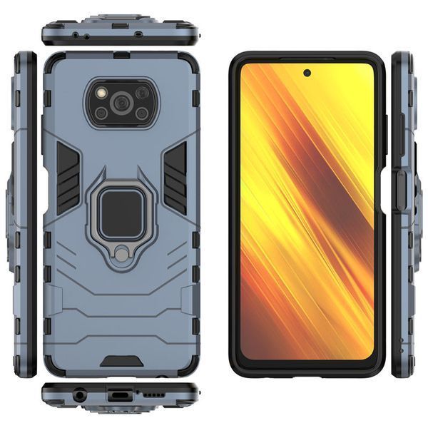 Противоударный чехол Transforme Ring для Xiaomi Poco X3 NFC / Poco X3 Pro Серый / Metal slate 55360