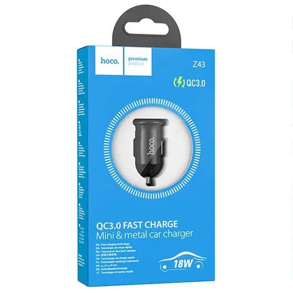 Автомобильное зарядное устройство Hoco Z43 QC3.0 1USB / 18W Black 83568