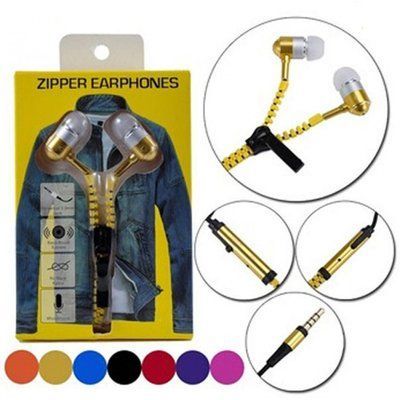 Наушники Zipper Earphones Золотой / Gold 33113