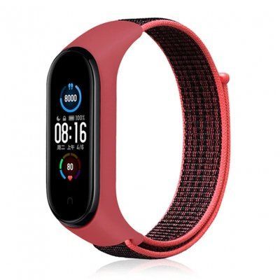 Ремешок Nylon для Xiaomi Mi Band 3/4/5/6 Pink / Black 56389