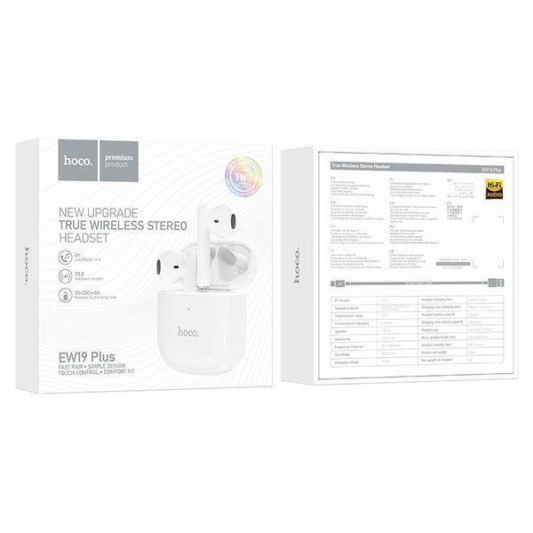 Навушники бездротові Hoco EW19 Plus TWS White 83569