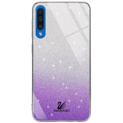 Чехол TPU+Glass с блестками Swarovski для Samsung Galaxy A50 / A30s 2019 Фиолетовый 37389