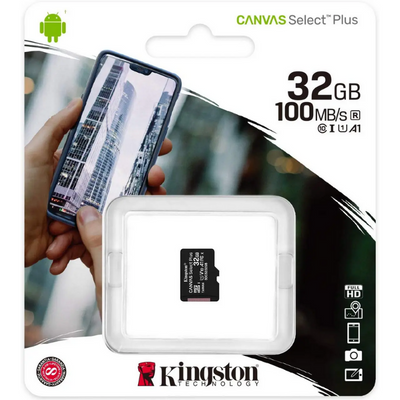 Карта пам'яті Kingston MicroSDHC UHS-1 Canvas Select Plus 32GB Class 10 A1 R-100 MB/s Black 59442