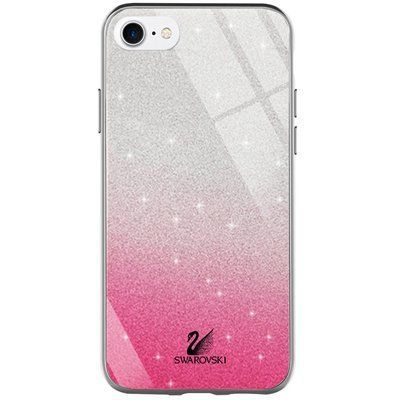 Чехол TPU+Glass с блестками Swarovski для Iphone 7 / 8 / SE 2020 Малиновый 56078