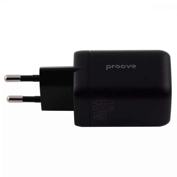 Мережевий зарядний пристрій Proove Silicone Power 40W Type-C + Type-C Black 80268