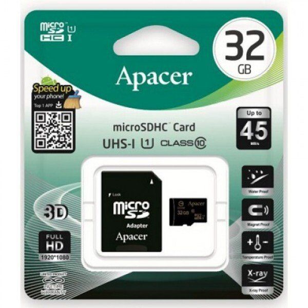 Карта памяти Apacer MicroSD 16GB Class HC 10 Black 42101