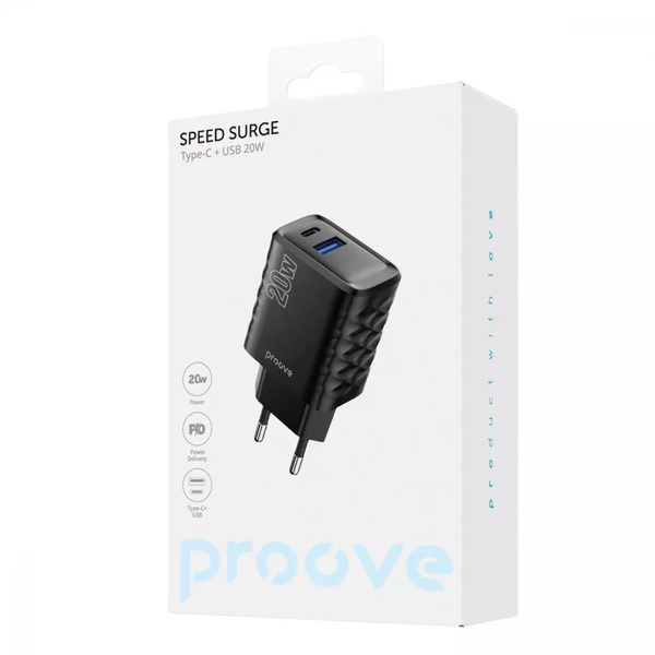 Мережевий зарядний пристрій Proove Speed Surge 20W USB+Type-C White 85892