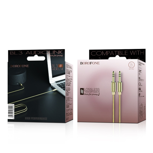 Кабель Aux Borofone BL3 3.5 Audio 1м Gold 66682