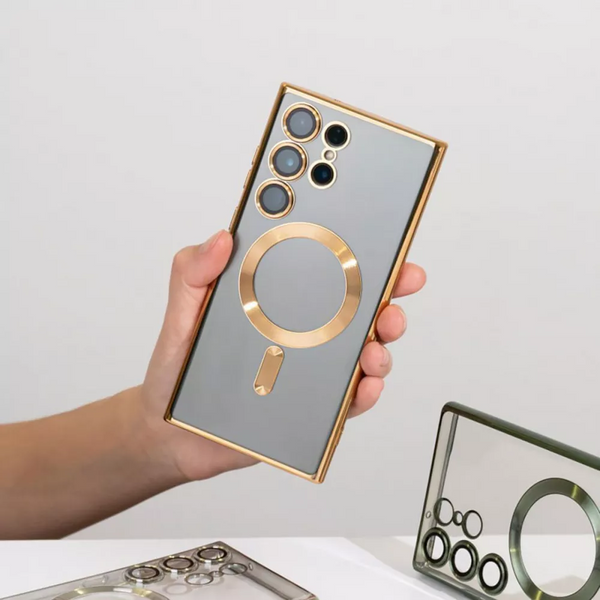 Чохол WAVE Metal Color MagSafe для Samsung Galaxy S22 Прозорий/Gold 84728