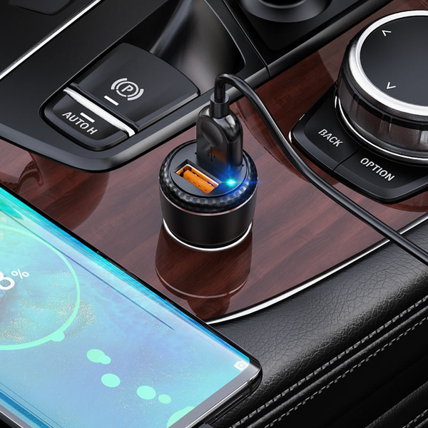 Автомобільний зарядний пристрій Borofone BZ17 + кабель Type-C 2USB / 3A Black 65021