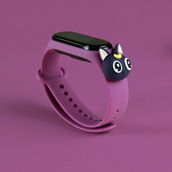 Ремешок Silicone Cartoon Face для Xiaomi Mi Band 5/6 Фиолетовый / Кот Сейлормун 52188