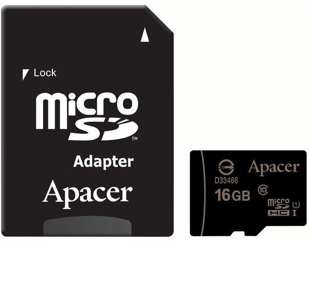 Карта пам'яті Apacer MicroSD 16GB Class HC 10 Black 42101