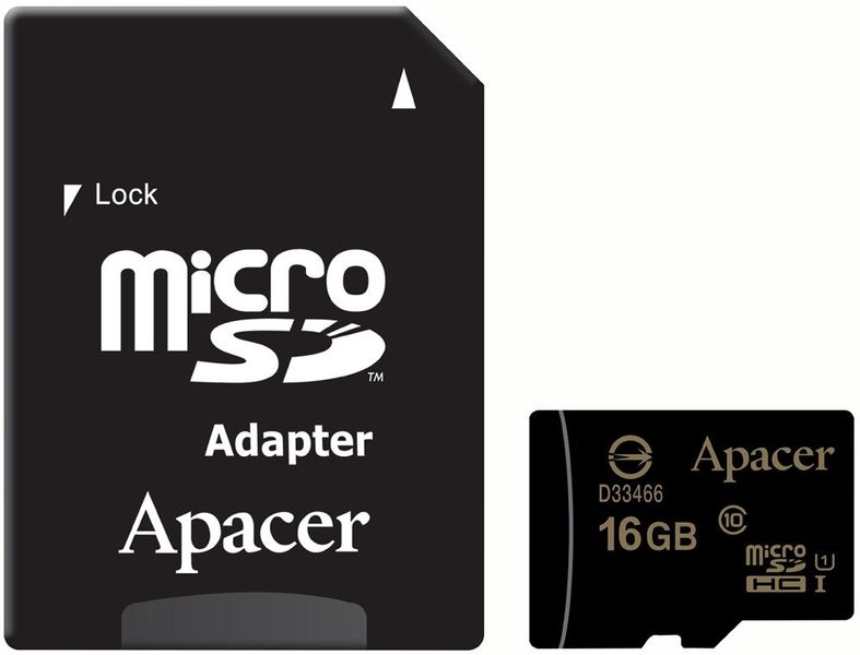 Карта памяти Apacer MicroSD 16GB Class HC 10 Black 42101