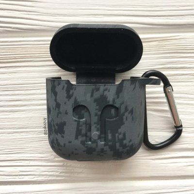 Чехол Silicone Case с карабином для Apple Airpods Camouflage Grey 32837