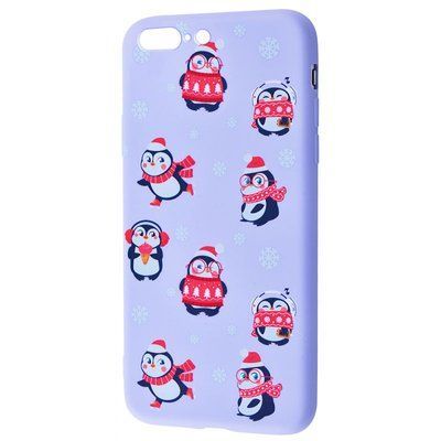 Чехол WAVE New Year для Iphone 7 Plus / 8 Plus Penguins / Light purple 48281