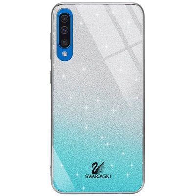 Чехол TPU+Glass с блестками Swarovski для Samsung Galaxy A50 / A30s 2019 Бирюзовый 37390