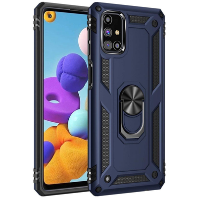 Противоударный чехол Serg Magnet Ring для Xiaomi Redmi 9T / Note 9 4G Темно-синий 63469