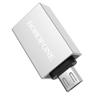 Адаптер Borofone BV2 OTG USB to MicroUSB Silver 66683
