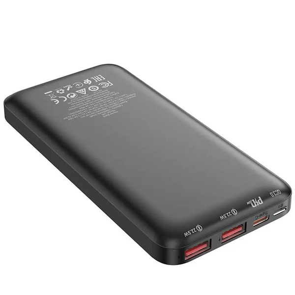 Зовнішній акумулятор Hoco J90 Ultra Thin 22.5W+PD20W 10000 mAh Black 65730