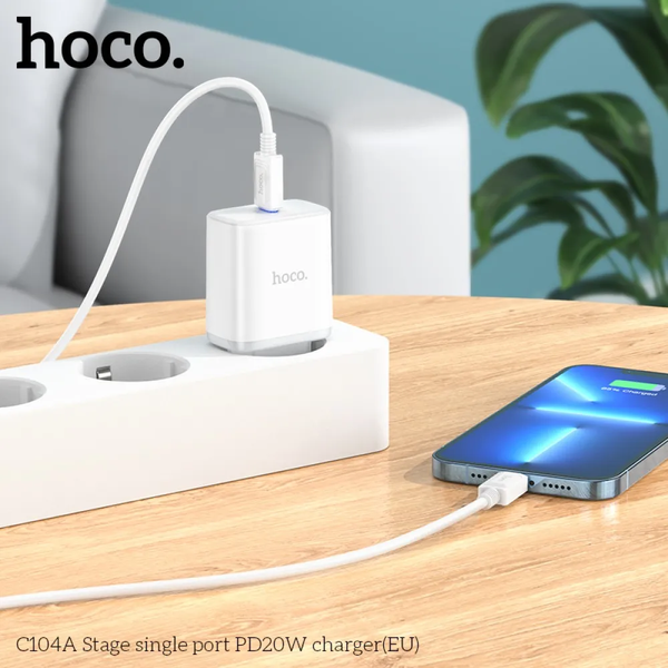 Мережевий зарядний пристрій Hoco C104A 1Type-C 20W White 87371