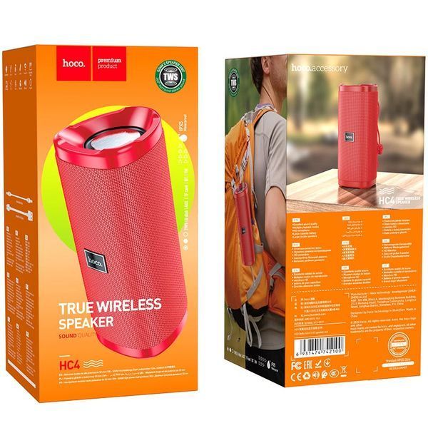 Портативная Bluetooth колонка Hoco HC4 Bella Red 57331