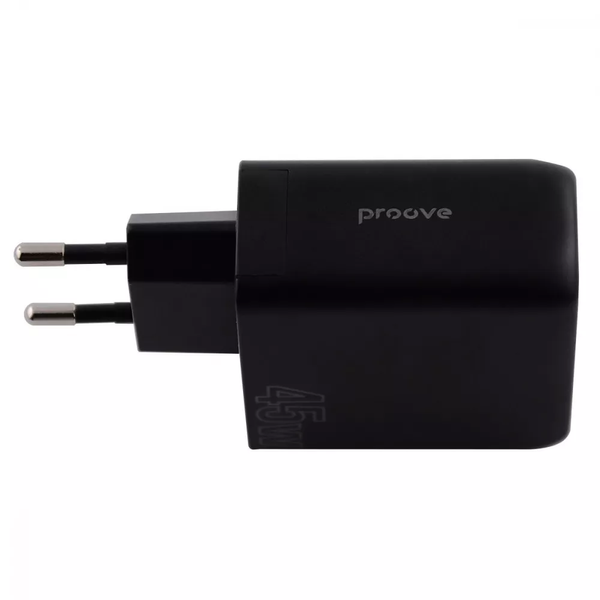 Сетевое зарядное устройство Proove Silicone Power 45W Type-C + USB Black 80269