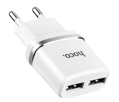 Мережевий зарядний пристрій Hoco C12 Dual USB Charger 2USB / 2.4A White 55194