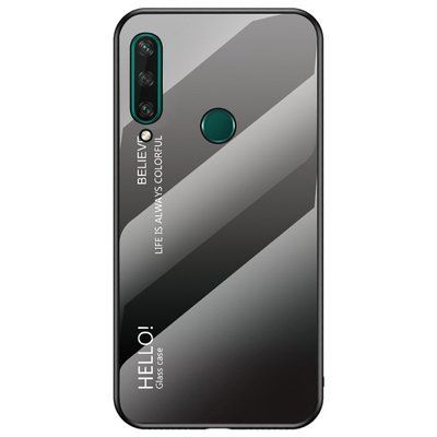 Чехол TPU+Glass Gradient HELLO для Huawei Y6P Черный / Серый 43867