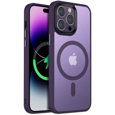 Чохол Metal Buttons MagSafe Colorful для Iphone 14 Pro Max Темно-фіолетовий 84208