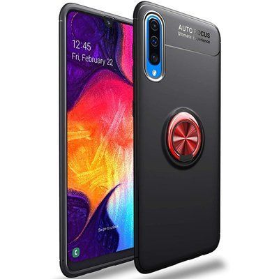 Чохол Din Color Magnet Ring для Samsung Galaxy A50/A30s Чорний / Червоний 52908