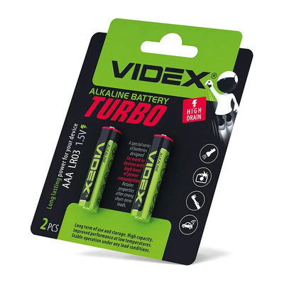 Батарейка VIDEX TURBO LR03 AAA 1шт 84057