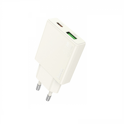 Мережевий зарядний пристрій HOCO N45 PD30W+QC3.0 Type-C+USB Moonlight White 85126